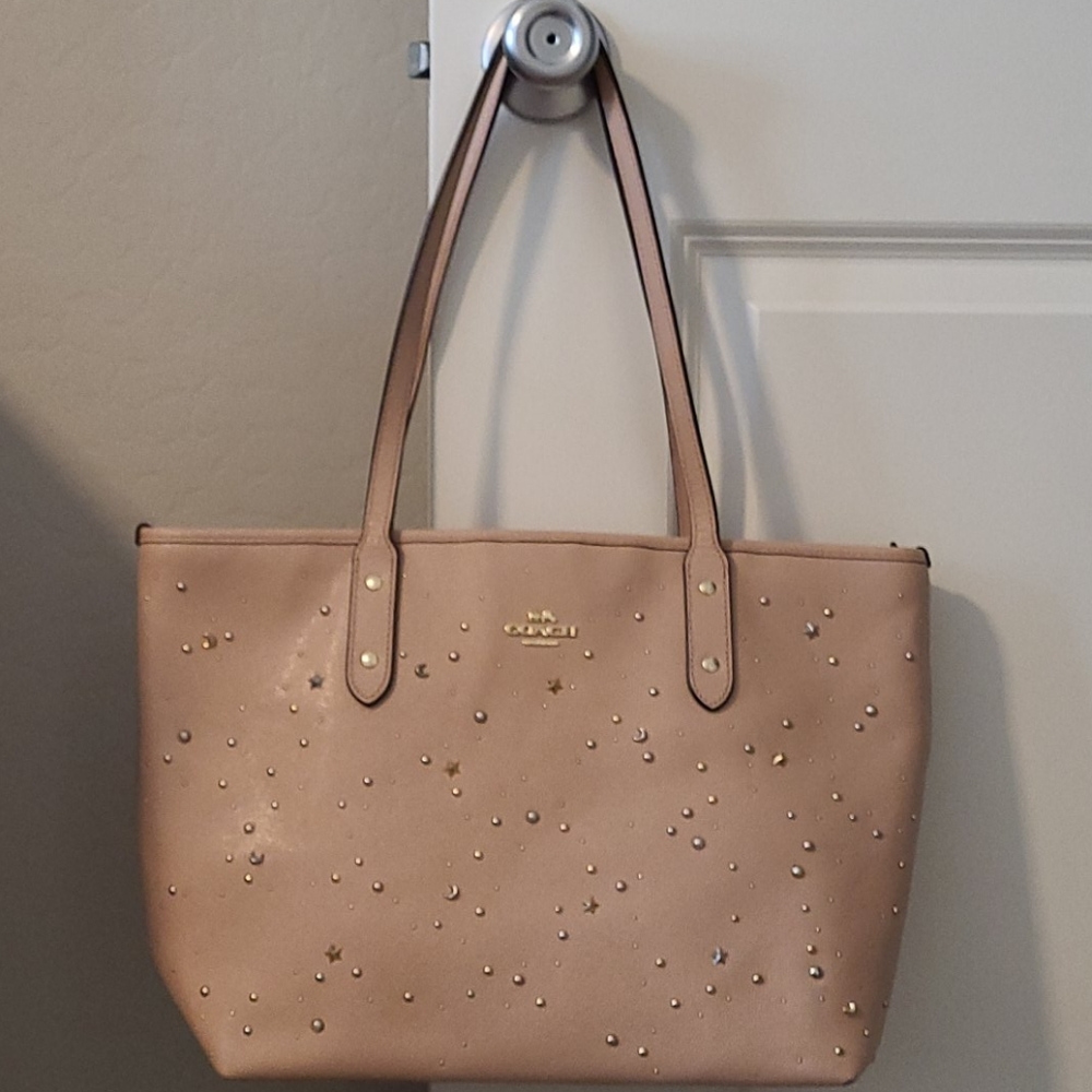 Fun embellished Coach tote bag